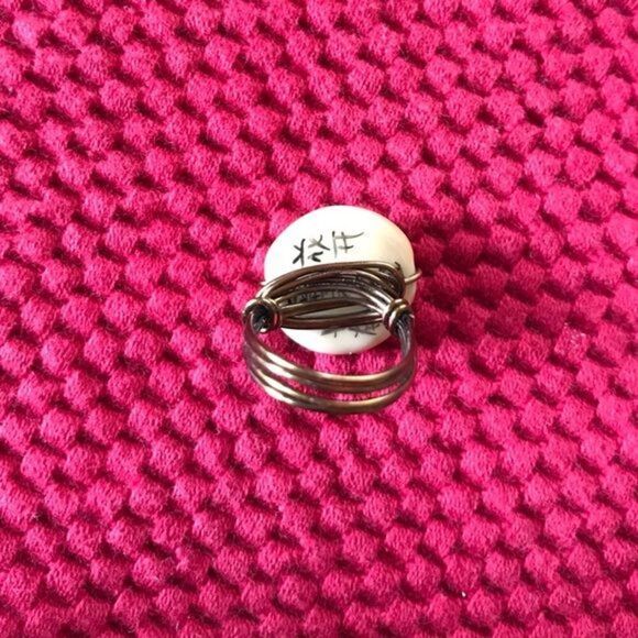 Red & Tan Wire wrapped Ring - Picture 3 of 3